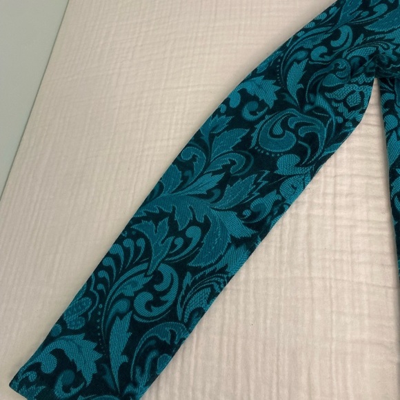 Talbots Green Teal Paisley Merino Wool Long Sleeve Open Cardigan Sweater Small - Picture 11 of 12